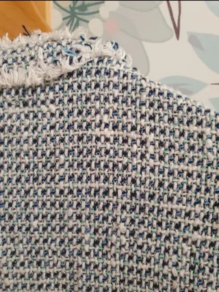 Chaqueta Tweed Zara Azul y Blanca talla L