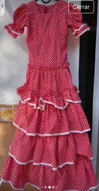 Traje de Flamenca Niña Rojo Lunares blanco  10-12