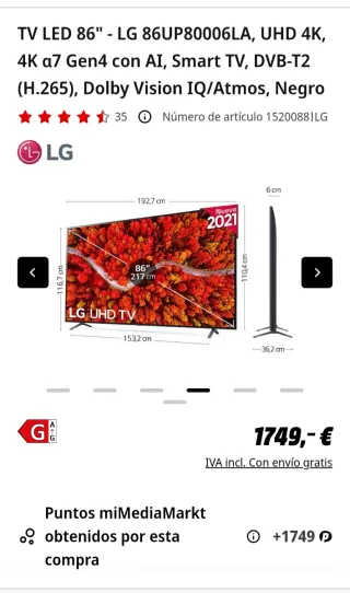 TV LG 86 LED