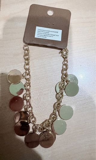 Bracciale/cavigliera con pendenti cerchi dorati