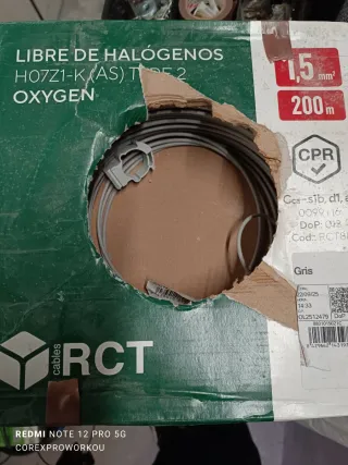 Cable H07Z1-K (AS) 1,5 mm² Gris RCT