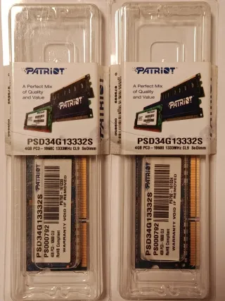2x memoria Patriot 4GB DDR3 SODIMM RAM