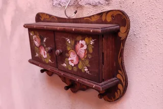 Porta Chiavi Legno Dipinto Fiori