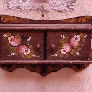 Porta Chiavi Legno Dipinto Fiori