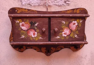 Porta Chiavi Legno Dipinto Fiori