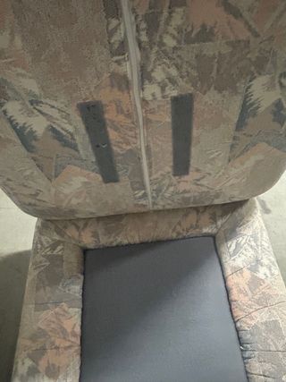 Puff de tela beige y rosa