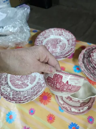 Lote de 6 piezas Vintage Johnson Bros Rosa