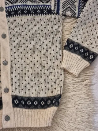 Cardigan vintage unisex Norvegese pura Lana