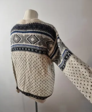 Cardigan vintage unisex Norvegese pura Lana