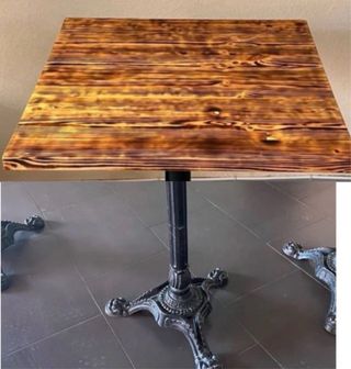 Mesa efecto quemado pie forja