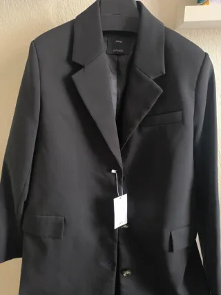 Abrigo MNG Algodón Negro Midi