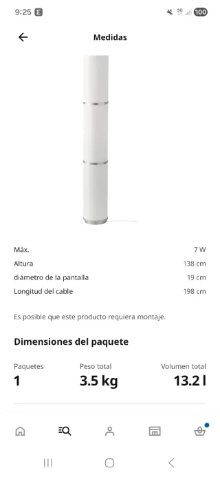 Lámpara de pie Ikea.