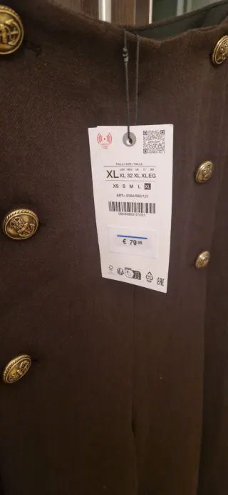 Bermuda Zara Lana Mujer Botones Marrón