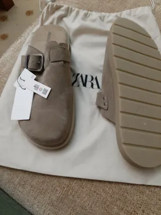 Zuecos Zara Hombre Beige/Marrón