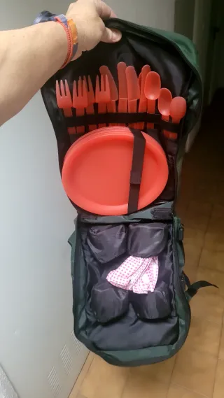 Mochila Picnic Utensilios Platos Vasos cubertería