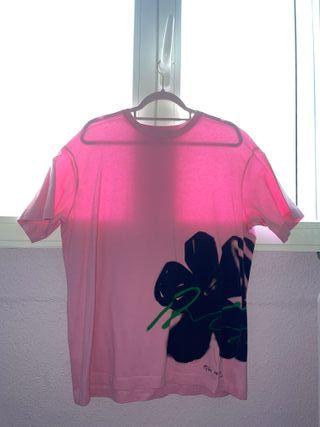 Camiseta Zara Estampada Rosa Hombre