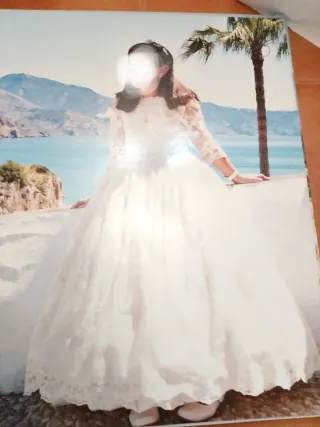 Vestido de Comunión Beige/Blanco