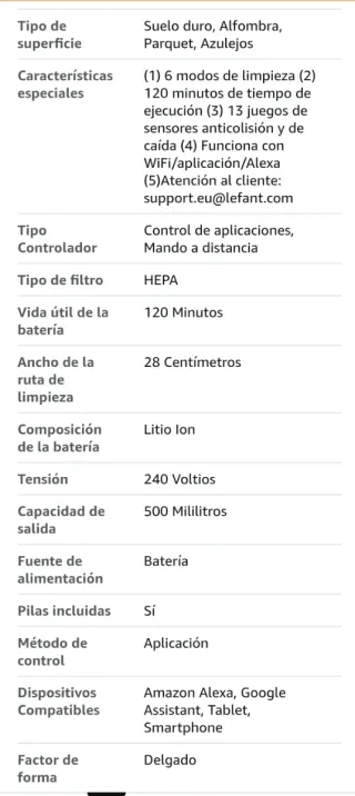 Robot Aspirador Lefant M210