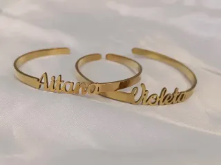 Pulsera de nombre personalizado acero bañado oro