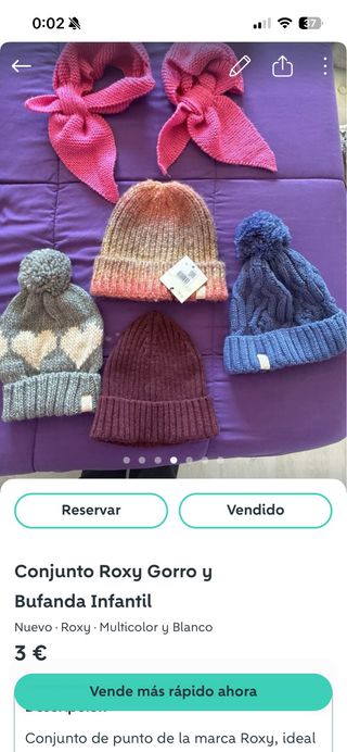 Conjunto Roxy Gorro y Bufanda conjuntos nieve