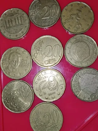 Lote 10 monedas 20 céntimos varios países