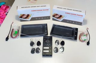 Kit Vídeo Porteiro Wifi 2 Monitores TUYA