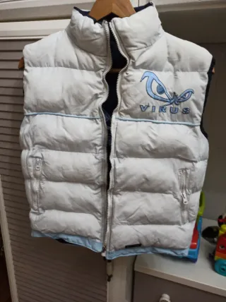 Chaleco reversible Virus azul y blanco