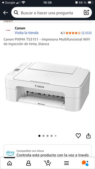 Impresora Multifunción Canon TS3151 Blanca