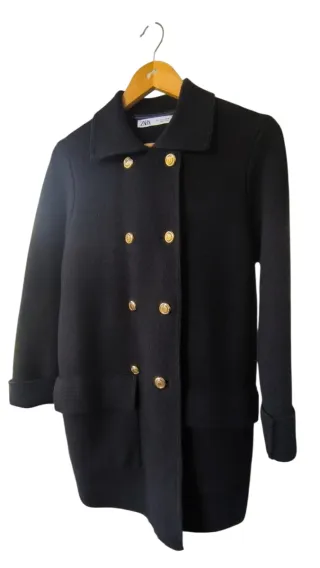 Chaqueta Zara Lana Negra Talla S