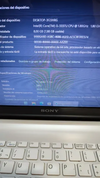 Portátil Sony VAIO i5 8Gb RAM Windows 11 y Office