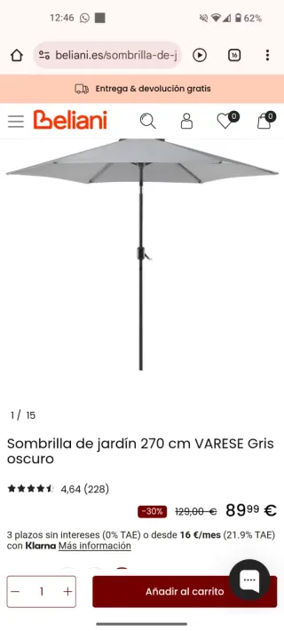 Sombrilla 270cm Beige + Base