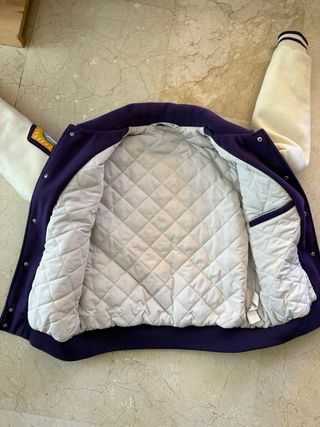 Chaqueta Bomber Morada y Blanca Talla L