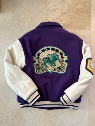 Chaqueta Bomber Morada y Blanca Talla L