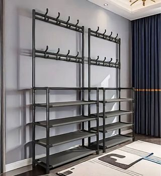 Perchero Metálico 5 Estantes Negro/Blanco