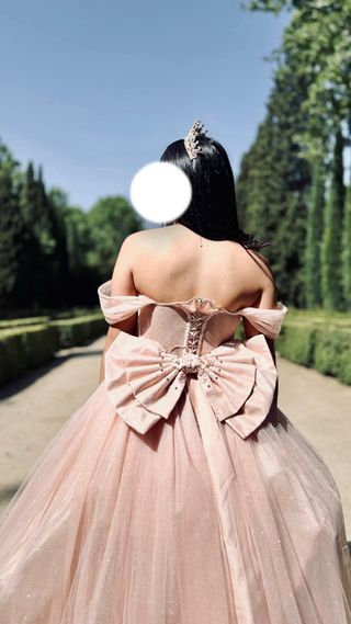 Vestido quinceañera rosa claro. Corset ajustable
