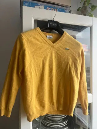 Jersey Lacoste pico lana color mostaza ,talla 12,