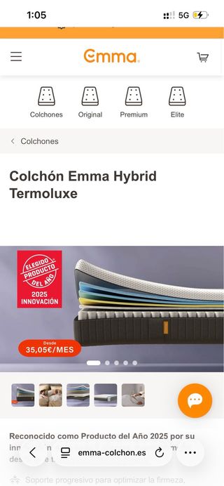 Colchón Emma Hybrid Termoluxe 90x190