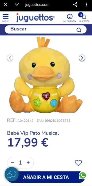 Peluche Pato Musical Juguettos Bebé Vip