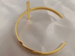 Pulsera Acero Inoxidable Cruz Baño Oro 18k