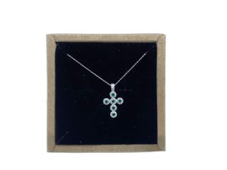 cadena plata 925mm con piedra con circonita 19 2.5cm