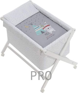 Interbaby 92082-31 - Minicuna de Madera con Textil Tipi Oso Gris, unisex
