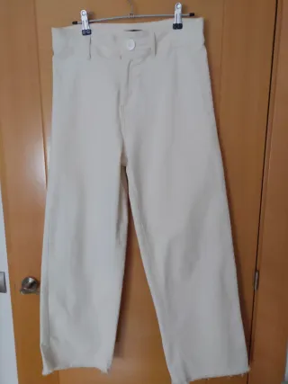 Pantalón ancho beige