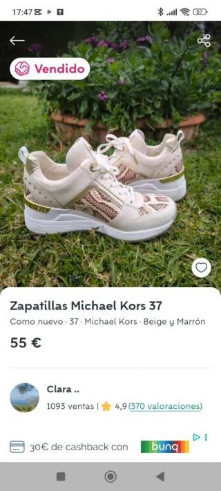 Zapatillas Michael Kors Beige y Dorado