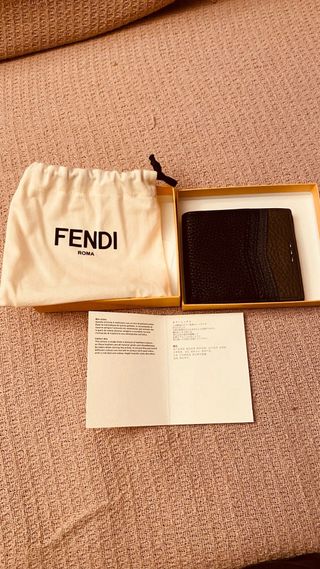 Portafoglio Fendi in pelle marrone e verde