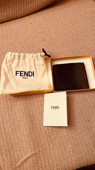 Portafoglio Fendi in pelle marrone e verde