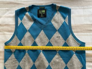 Chaleco de punto Sun68 Azul y Gris Talla XL