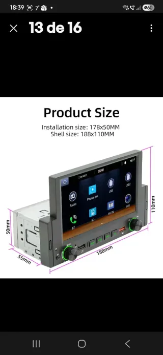 Radio Coche MP5 CarPlay Android Auto 6.2  1din