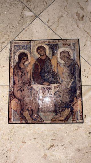 Quadro Trinità Sacra Legno Vetro