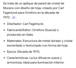 DosLámparas apliques Vintage Cristal de murano y M