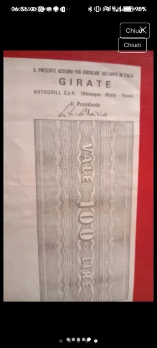 Miniassegno circolare 1977 - 100 Lire